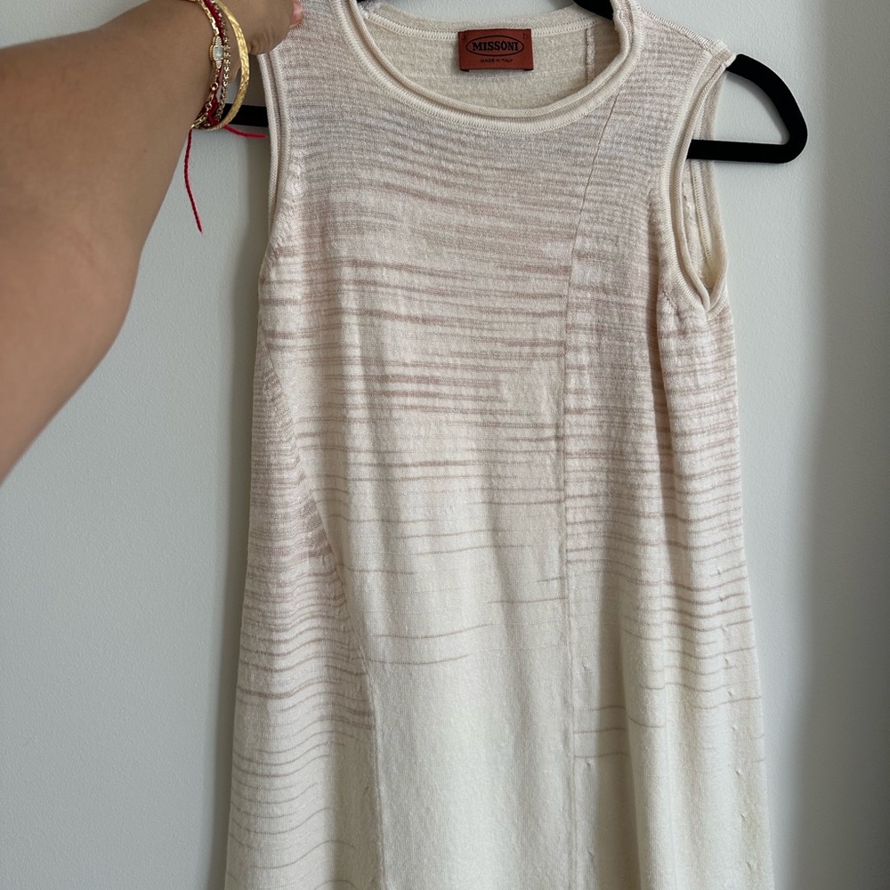 Missoni Textured Ivory Sleeveless T-shirt Dress